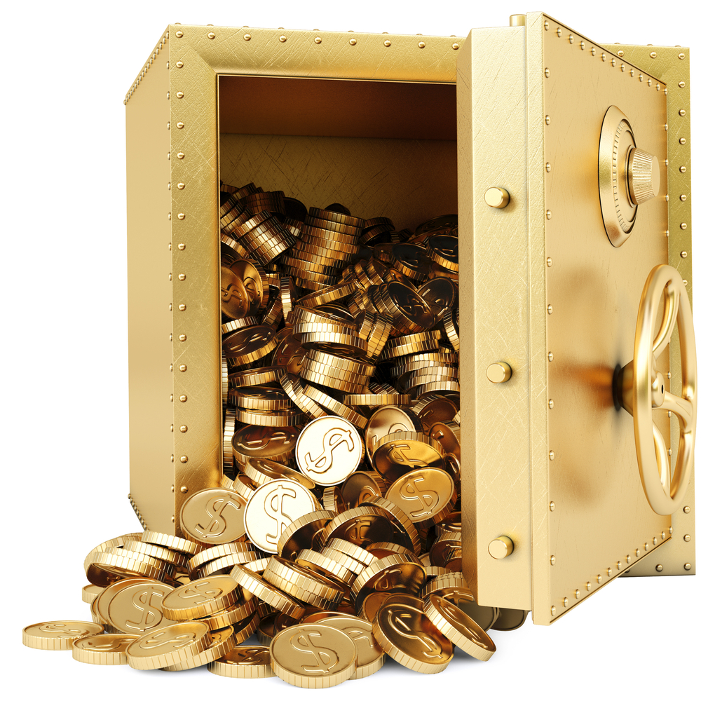 gold coins in a safe
