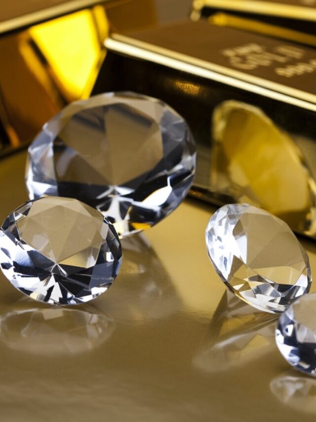 gold and diamonds together on a table